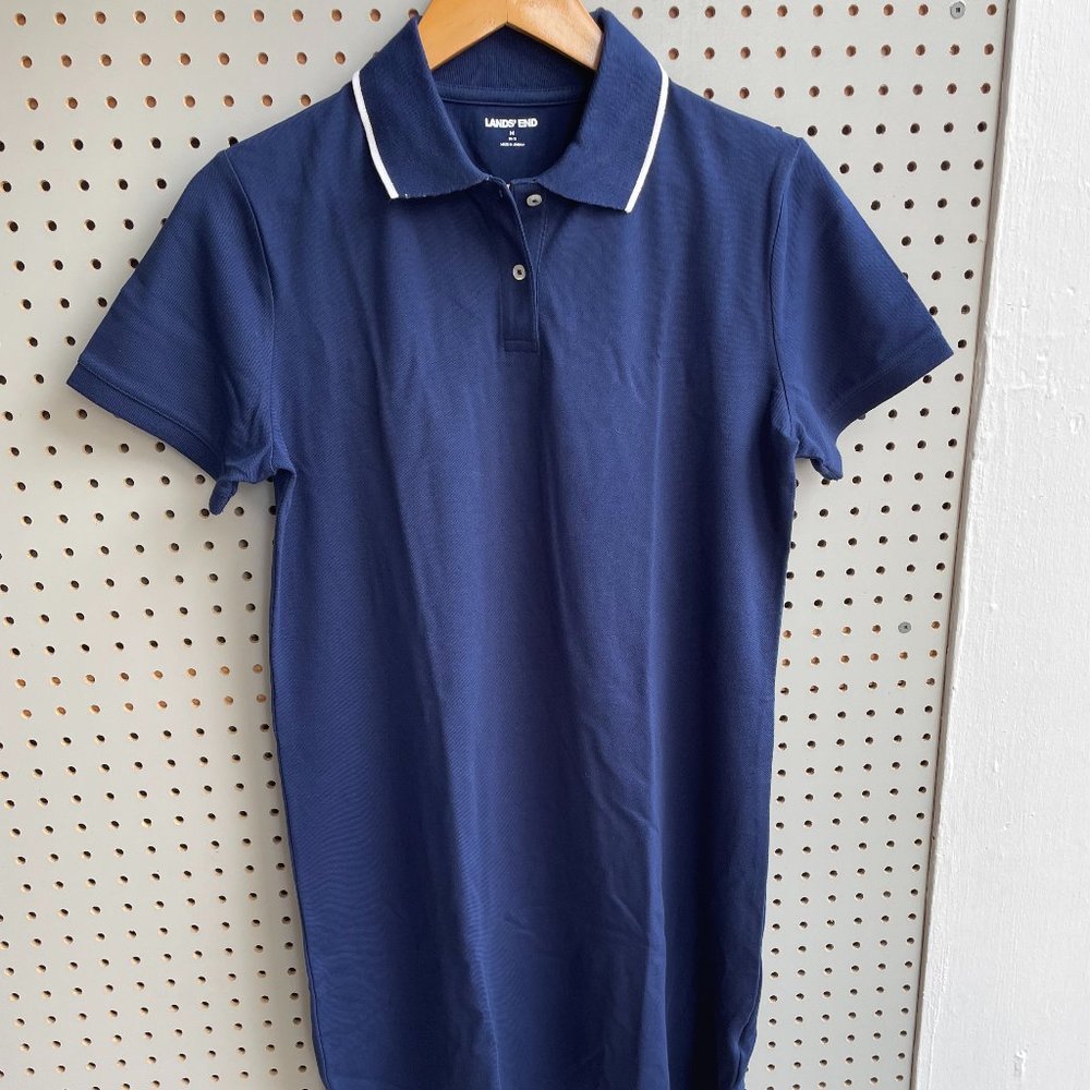 Lands' End Women's Mesh Short Sleeve Pique Polo Dress, NWT